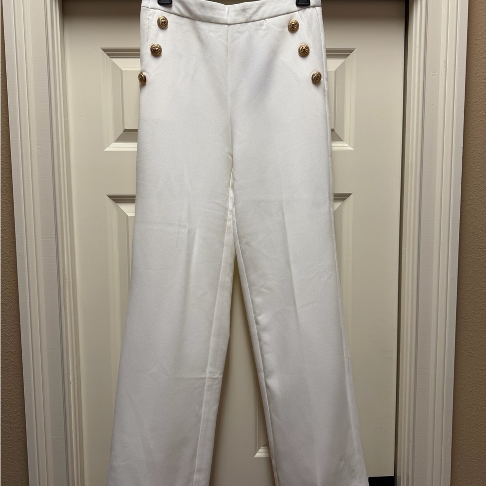Sailor White High-Waisted Pants